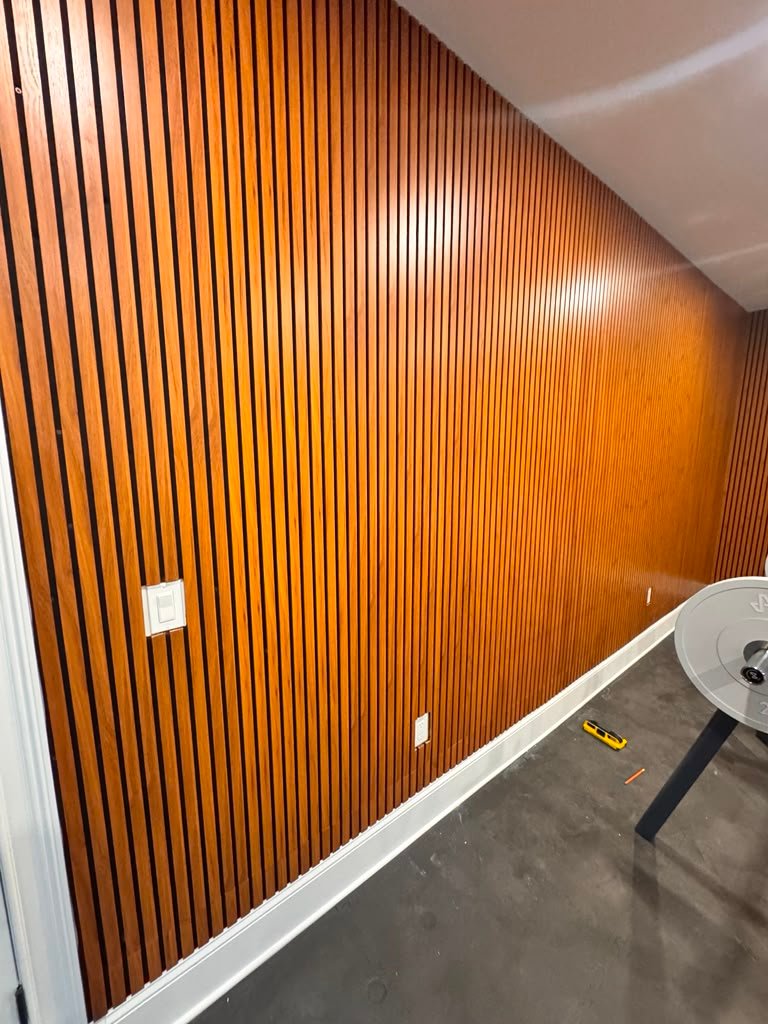 Acoustic wall panels finished feature wall