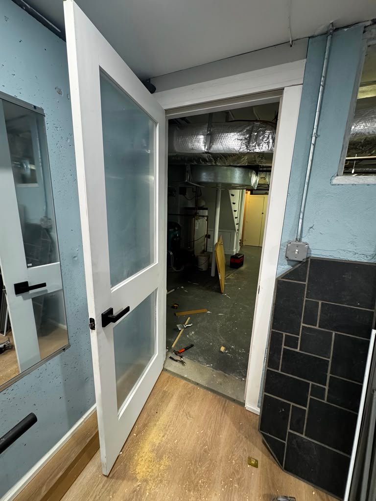 Glass panel door installation finish