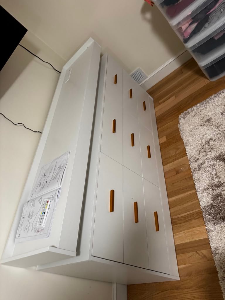 White storage cabinet furniture assembly
