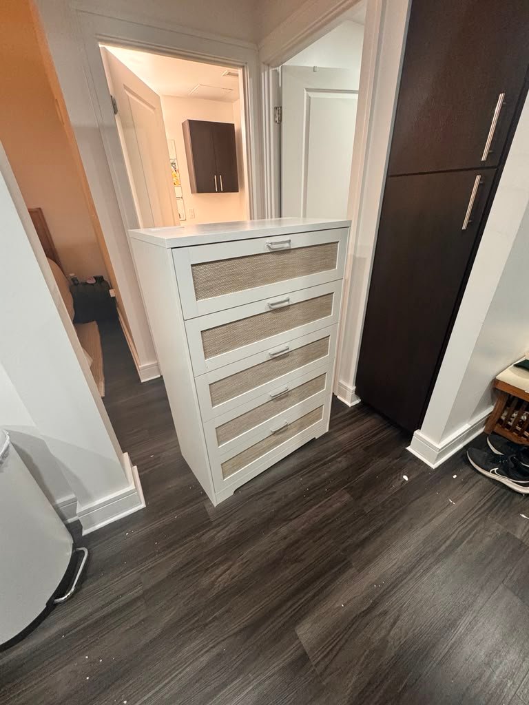 White dresser furniture assembly