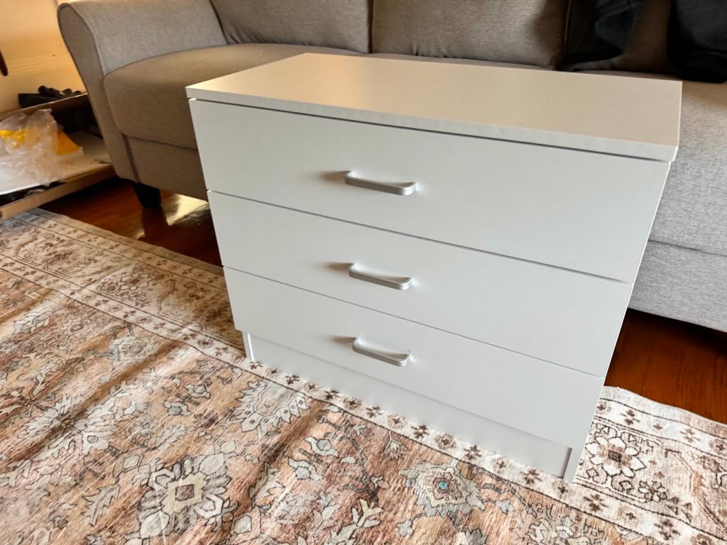 Small white dresser furniture assembly