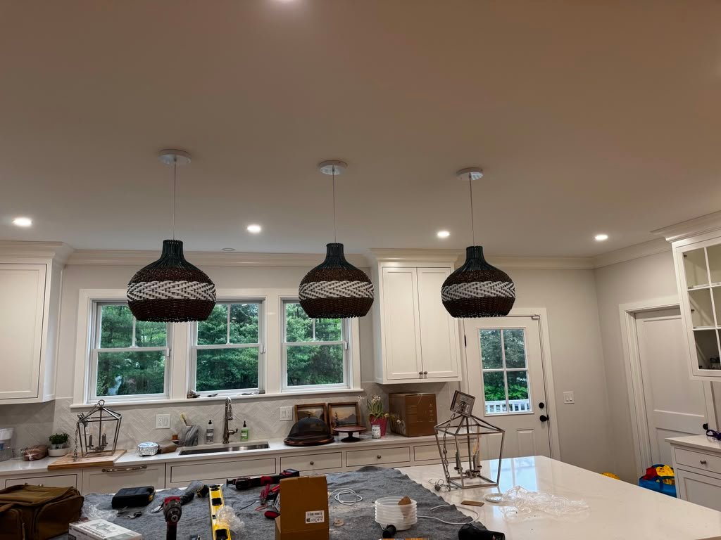 Kitchen island pendant light installation