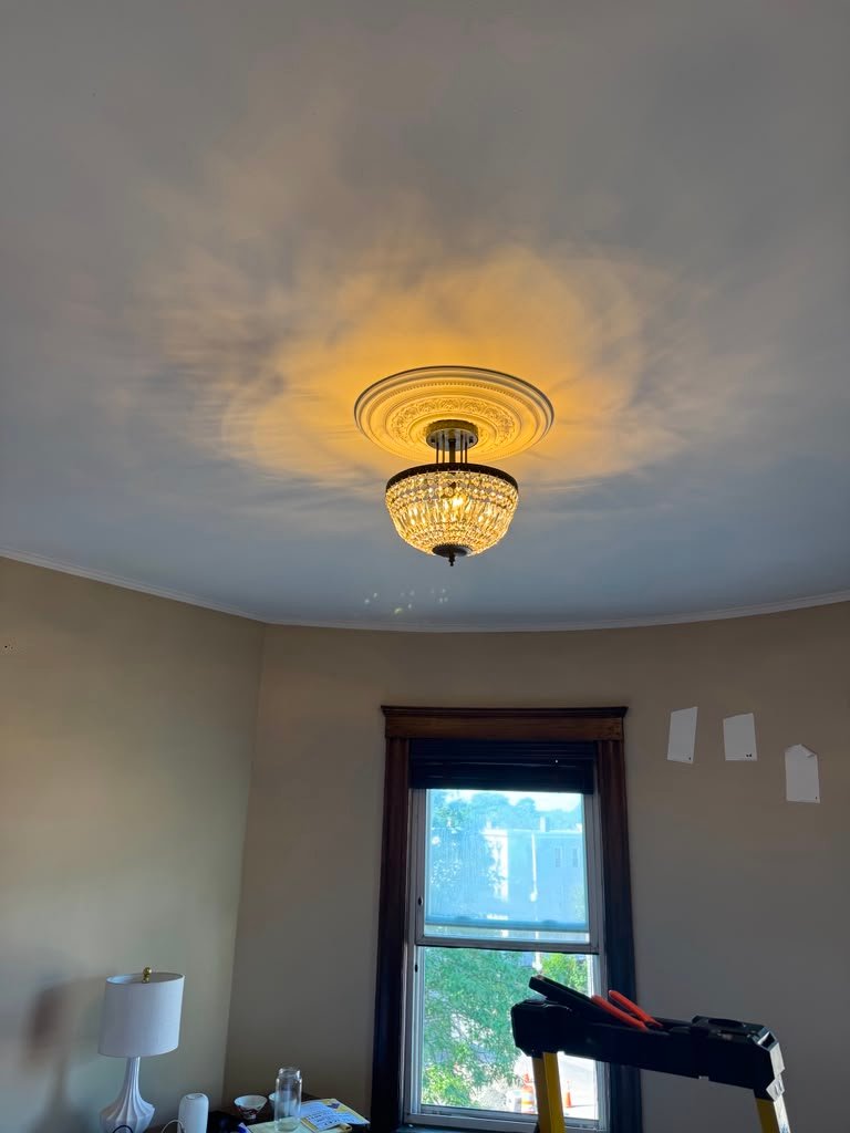 Crystal ceiling light fixture installation