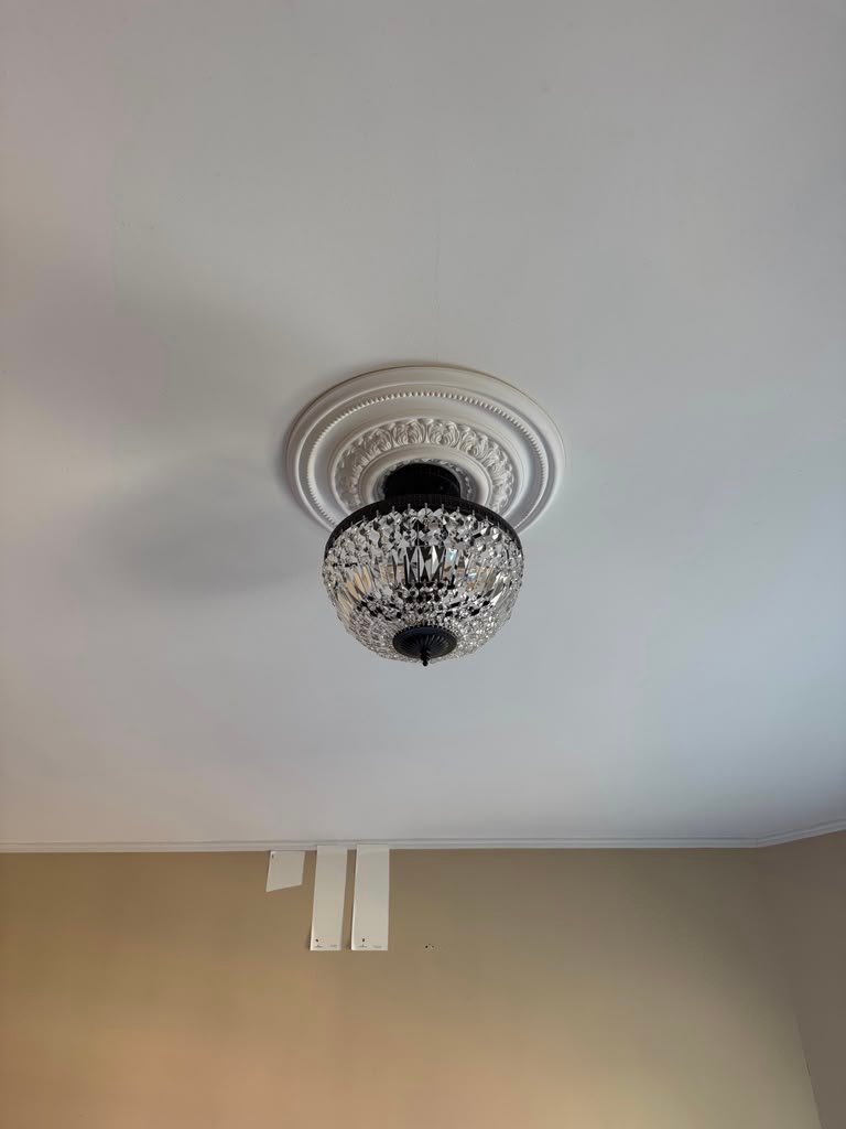 Small crystal light fixture installation