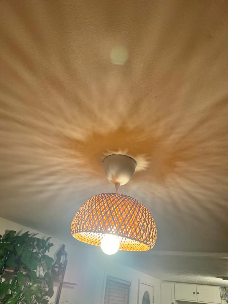 Woven pendant light fixture installation