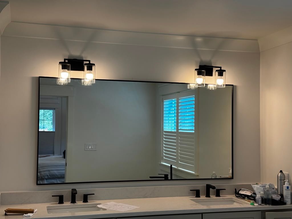 Bathroom vanity mirror installation