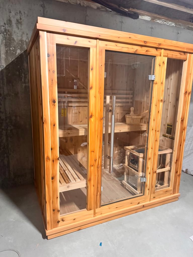 Large basement sauna assembly