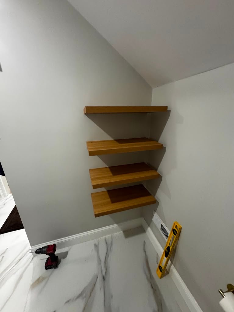 Corner floating shelves installation