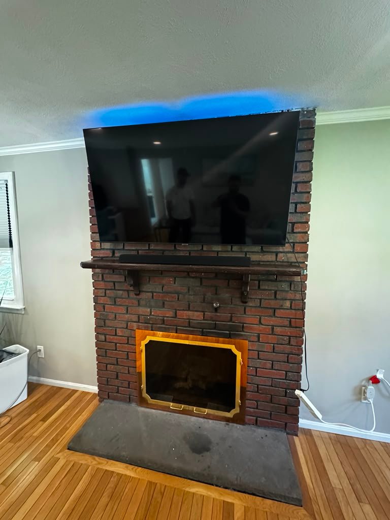 TV mounting on brick fireplace