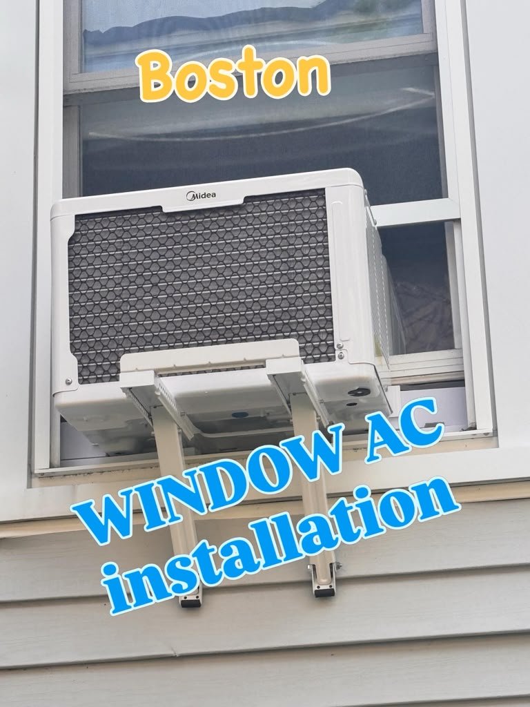 Boston window AC installation exterior view